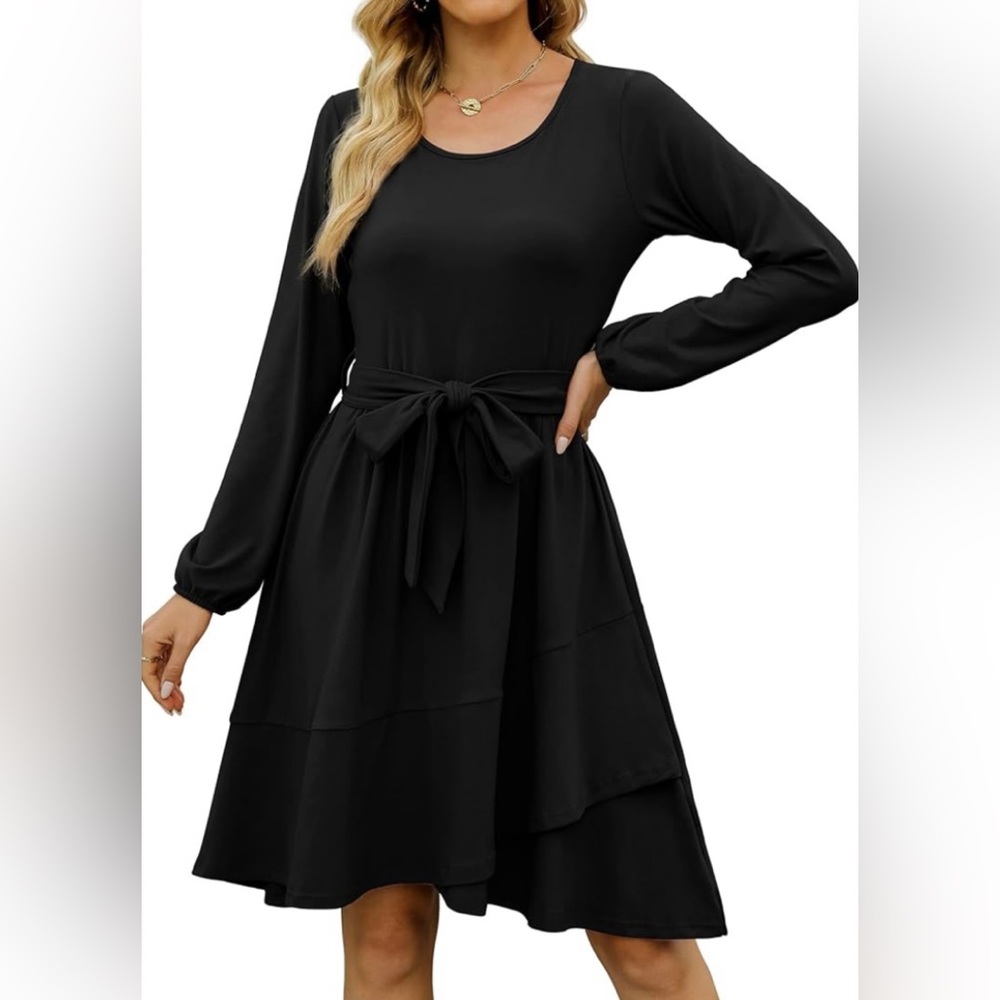 Long Sleeve Crew Neck Midi Dress